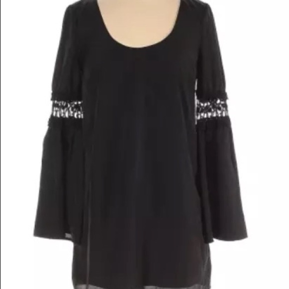 Black Mini Dress with Bell Sleeves